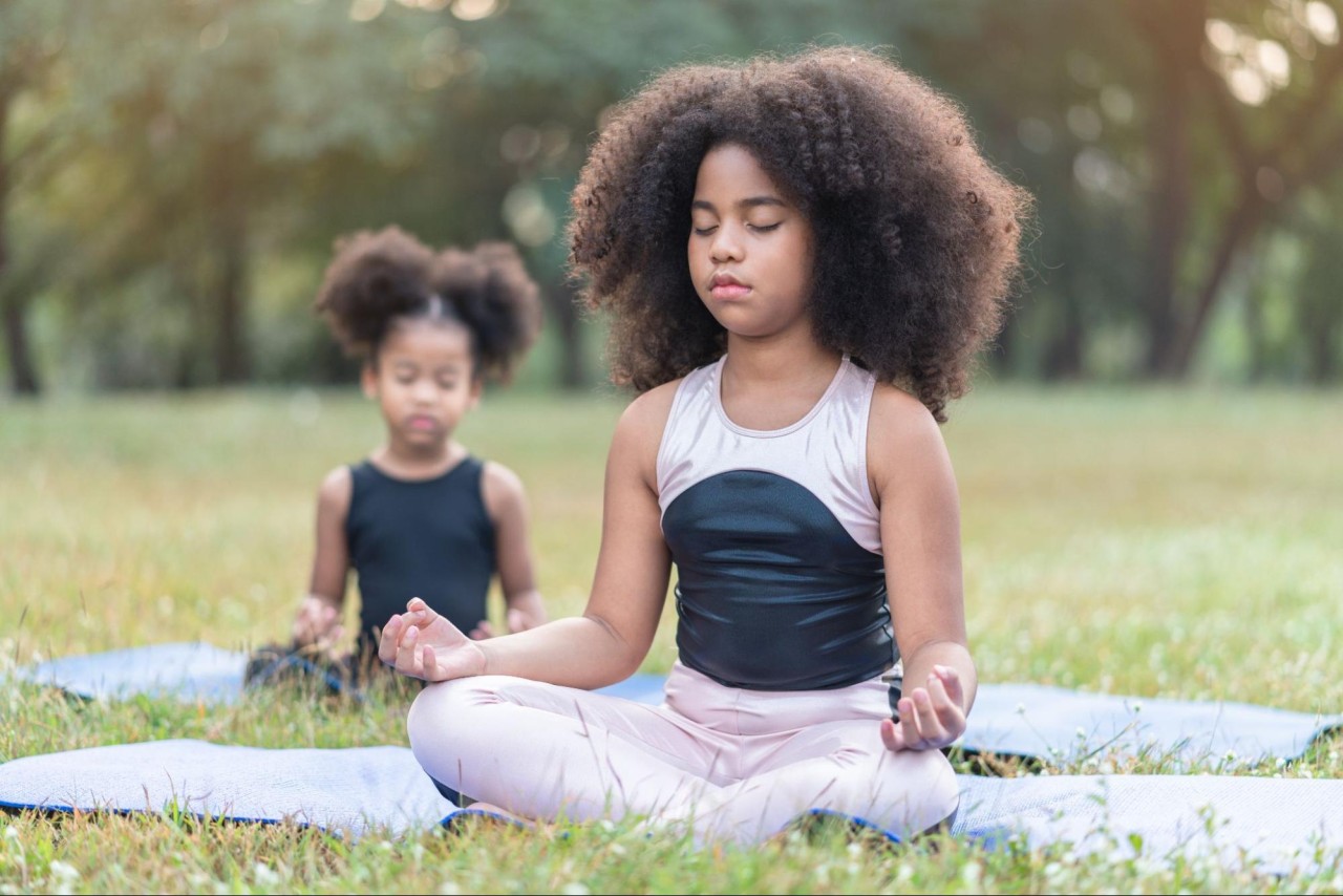 girls practicing mindfulness for kids